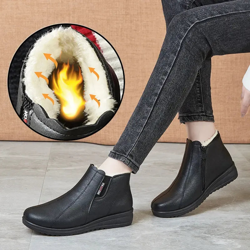 Modische Winterstiefel aus Leder mit Weicher Sohle
