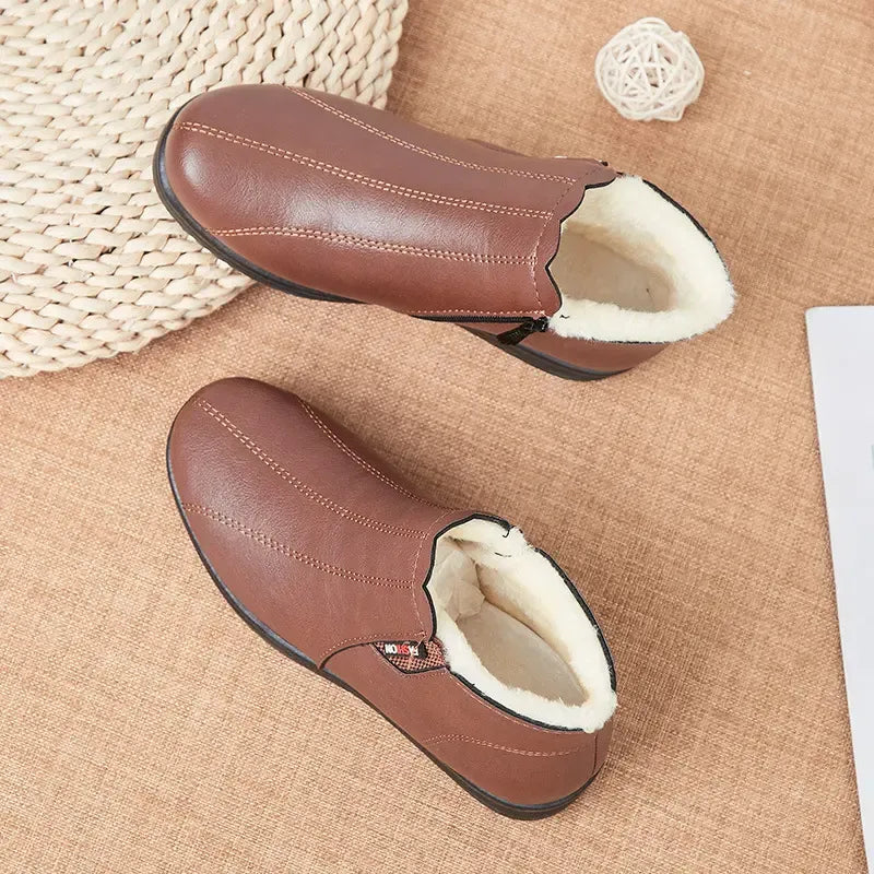 Modische Winterstiefel aus Leder mit Weicher Sohle