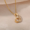 Verflochtene Liebe Doppel-Zirkon Herz Halskette | Shop Nory