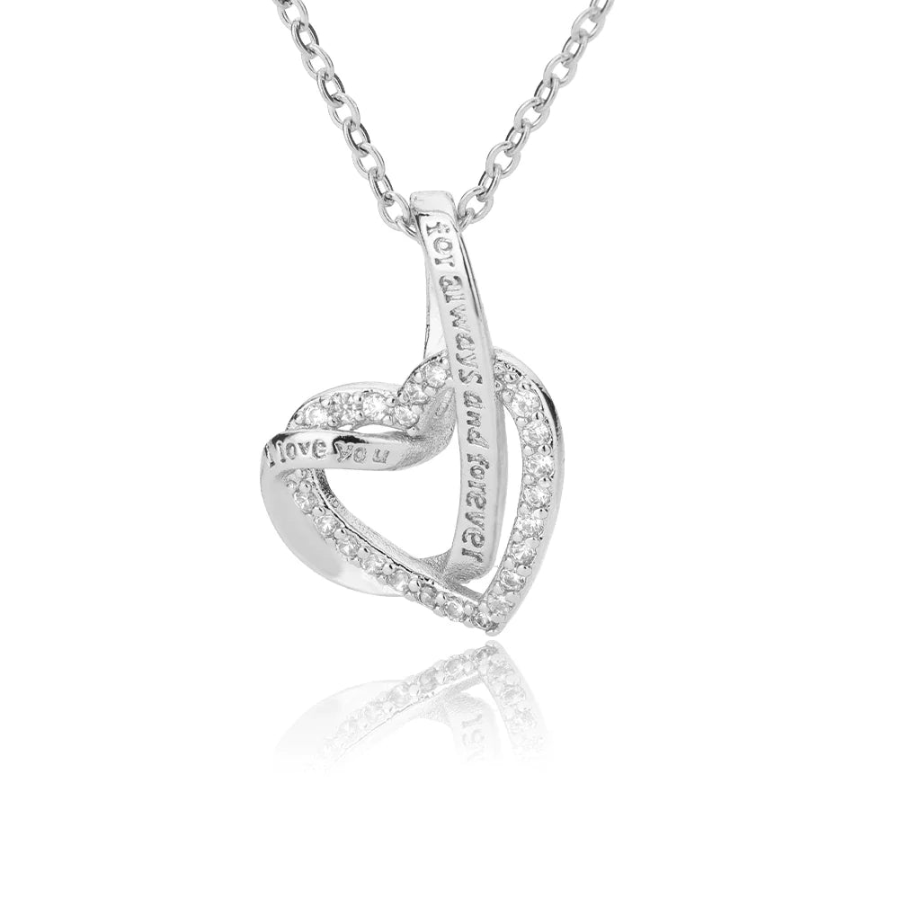 Verflochtene Liebe Doppel-Zirkon Herz Halskette | Shop Nory