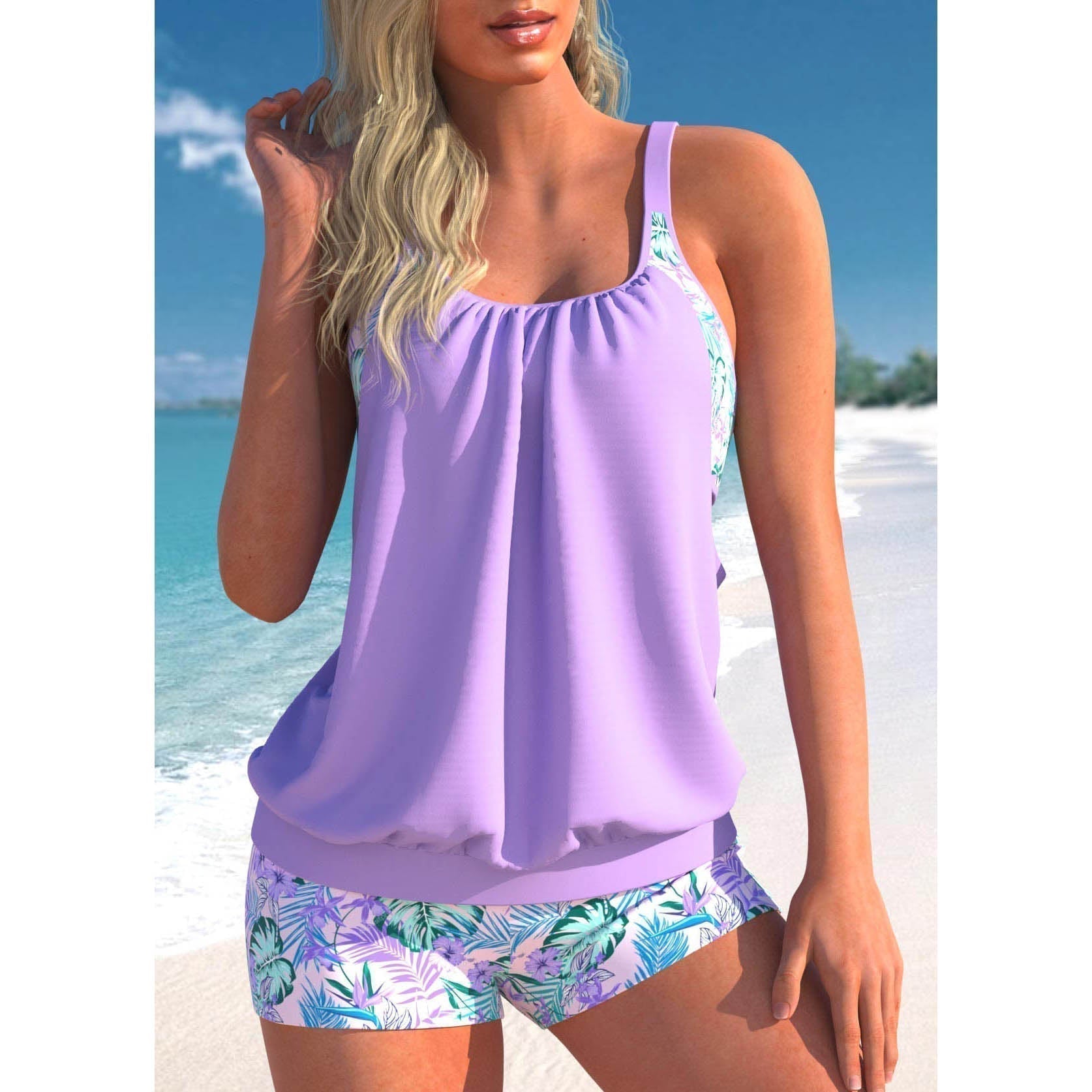 Zweiteiliger Tankini Badeanzug für Damen