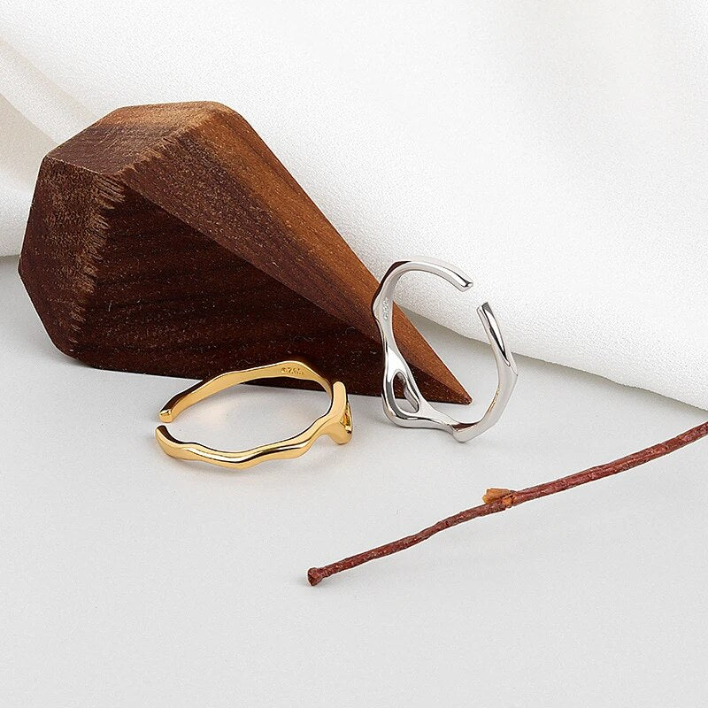 Unregelmäßiger geometrischer hohler offener schmaler Ring | Shop Nory