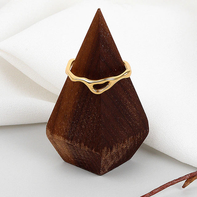 Unregelmäßiger geometrischer hohler offener schmaler Ring | Shop Nory