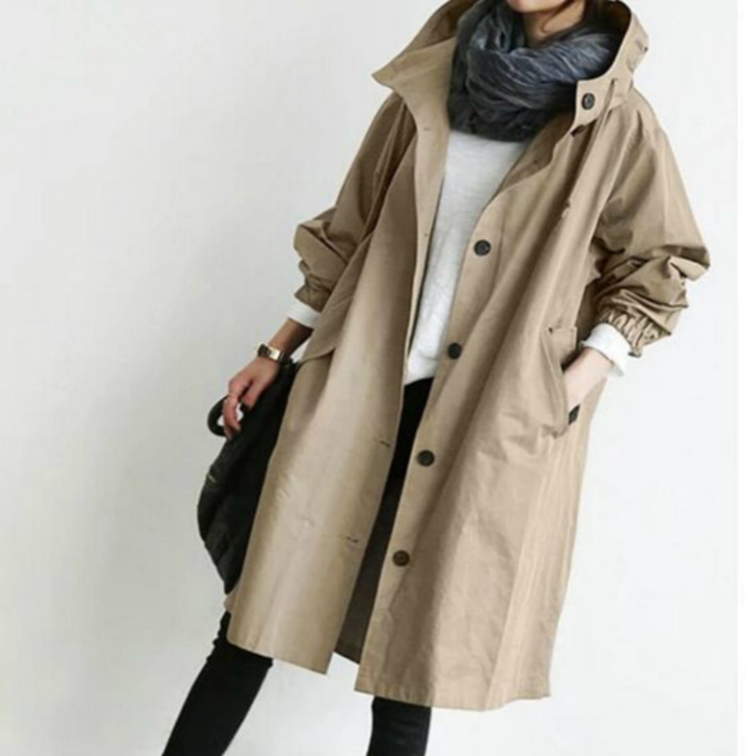 Isabelle Langer Damen-Trenchcoat mit Kapuze