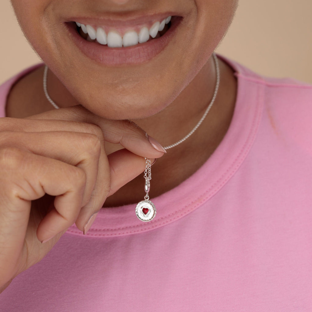 Silber Jammie Dodger Keks Charm Halskette | Shop Nory