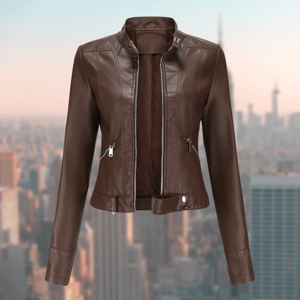 Damen-Lederjacke - Stilvoll und LanglShopnoryig