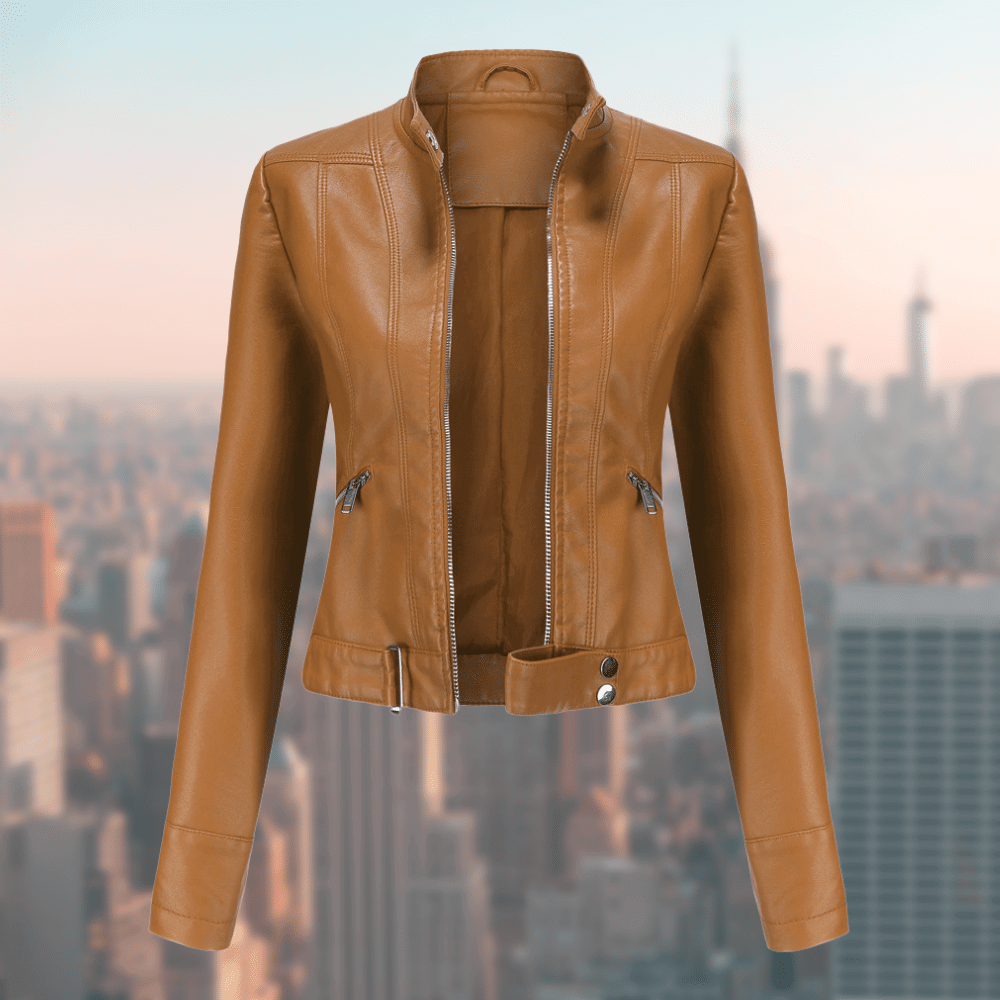 Damen-Lederjacke - Stilvoll und LanglShopnoryig