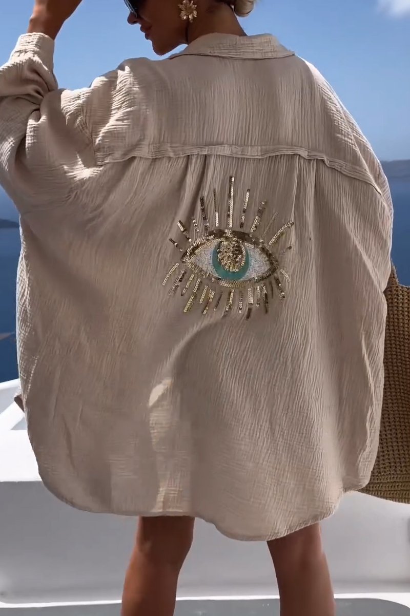 Übergroße Baumwollbluse