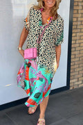 V-Hals Leopard Kleid