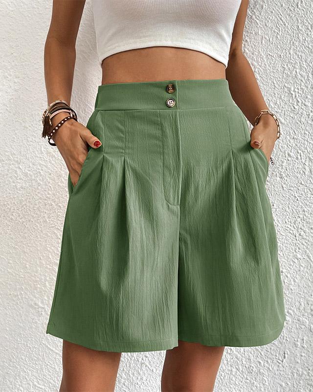 Hoch taillierte Damen Shorts mit weitem Schnitt