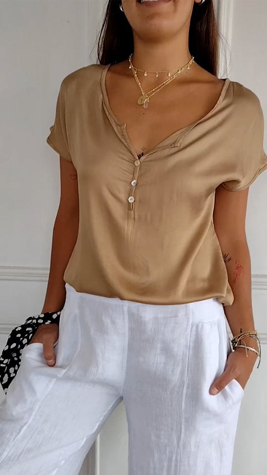 Bequeme Bluse mit V-Ausschnitt für Frauen