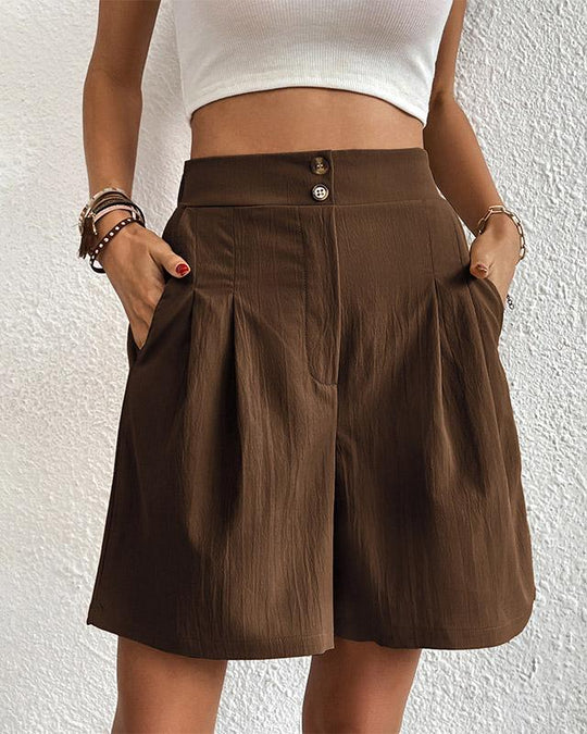 Hoch taillierte Damen Shorts mit weitem Schnitt