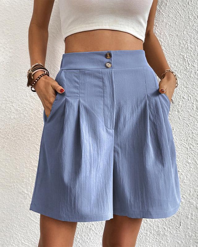 Hoch taillierte Damen Shorts mit weitem Schnitt