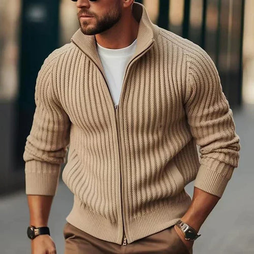 Herren - Strickjacke mit Stehkragen und Reissverschluss