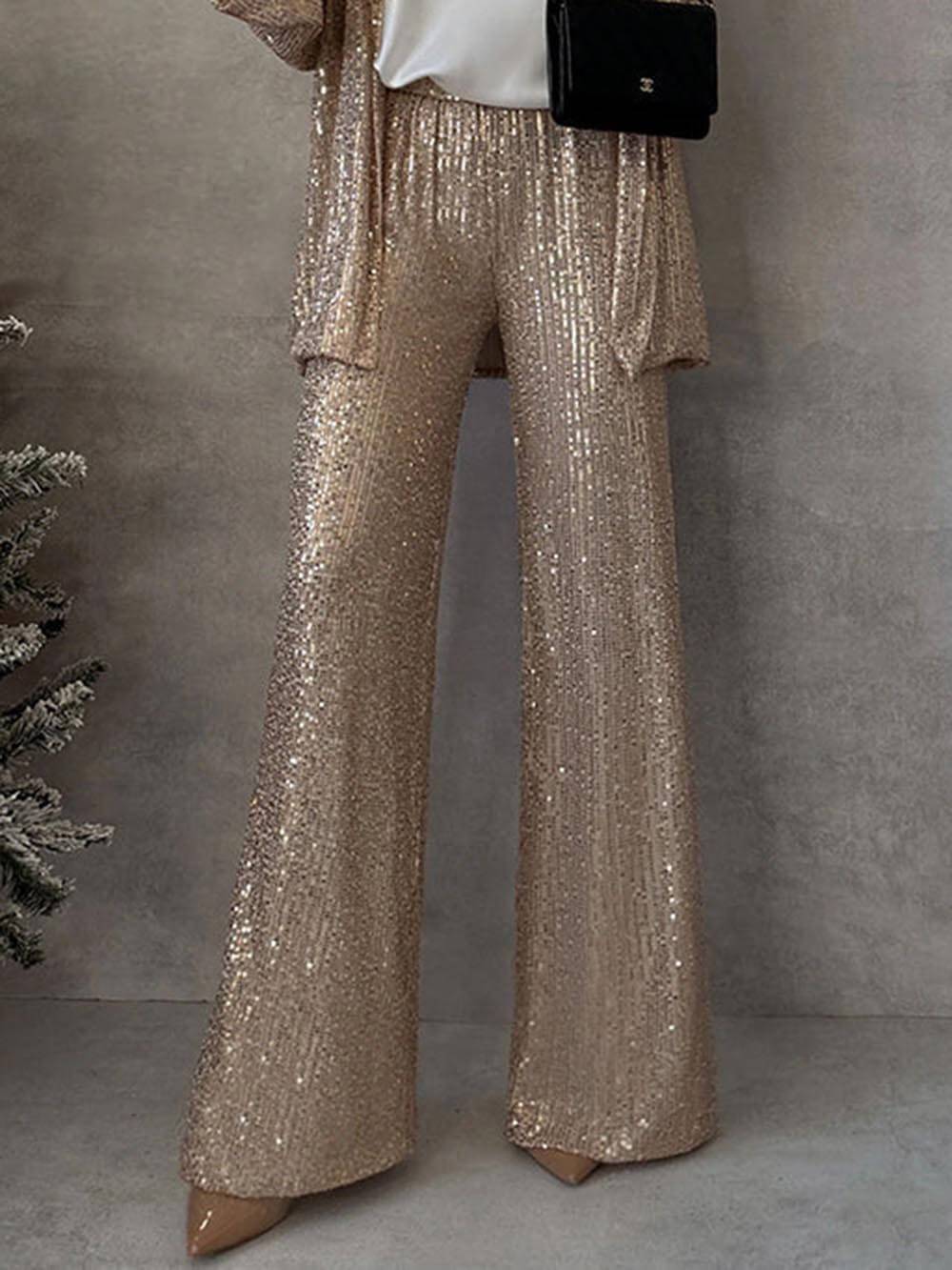 Damen Glitzerndes Blazeranzug mit weitem Bein und schimmernden Pailletten ShopNory