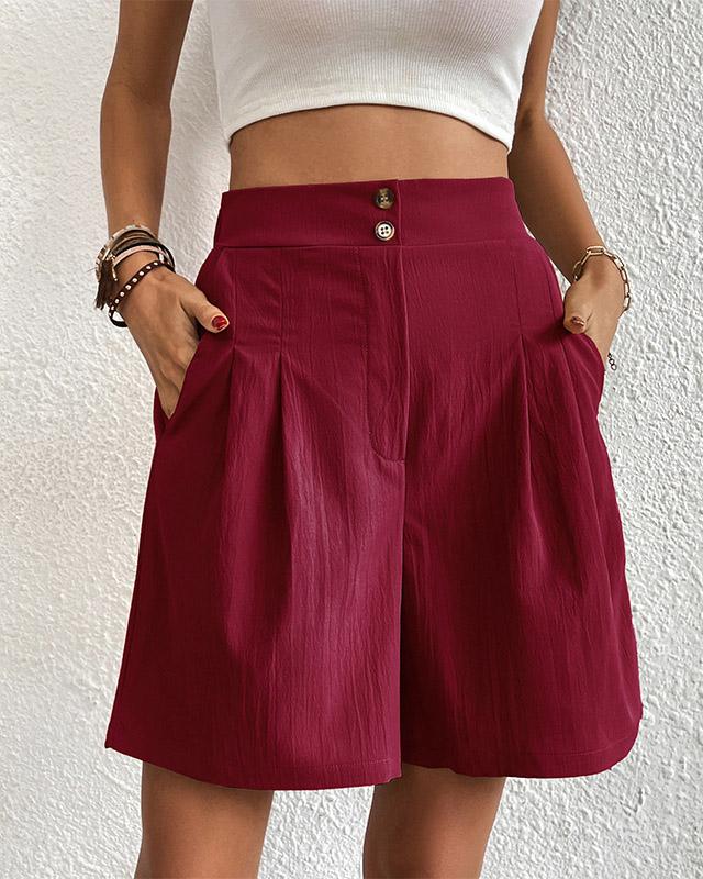Hoch taillierte Damen Shorts mit weitem Schnitt