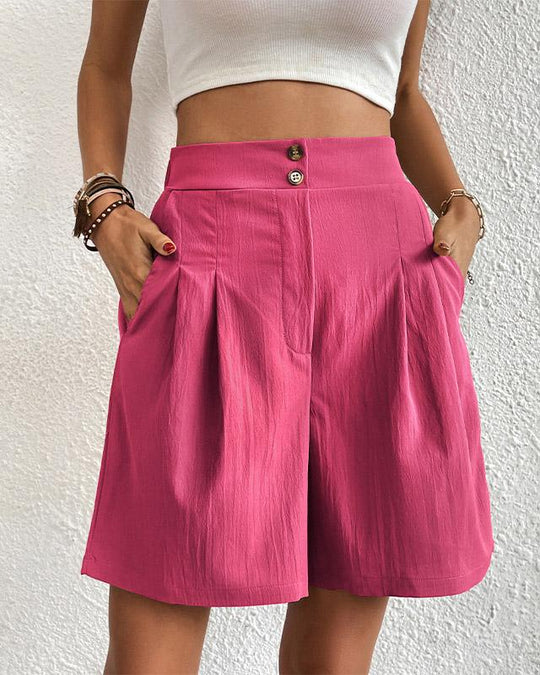 Hoch taillierte Damen Shorts mit weitem Schnitt