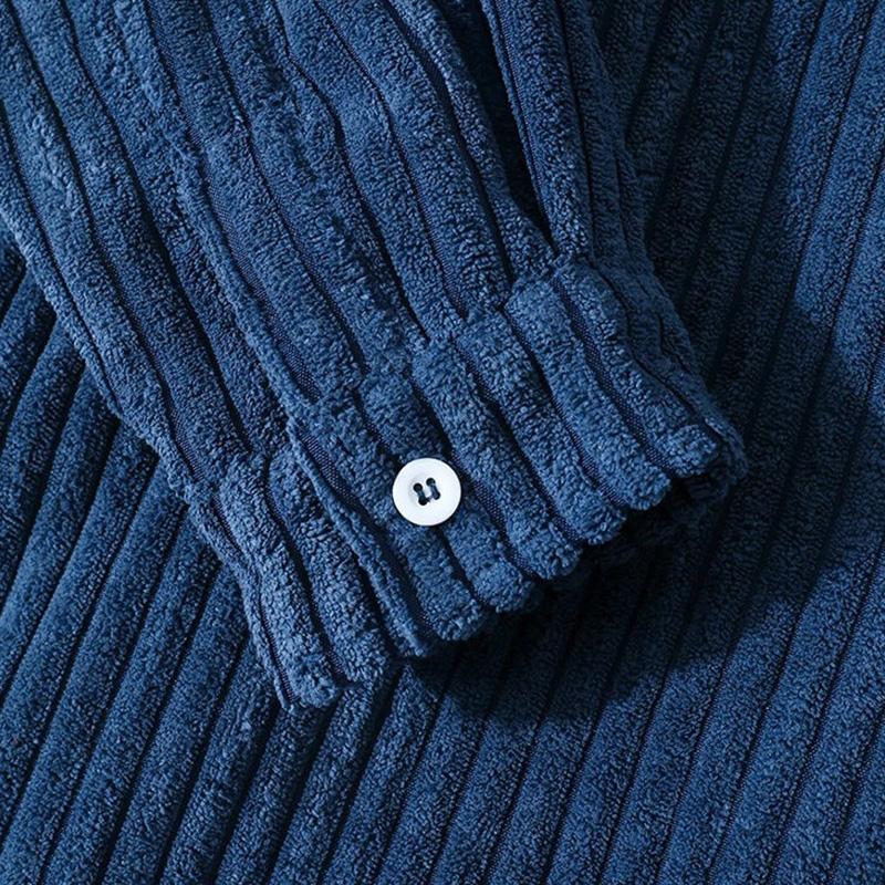 Stilvolles Dunkelblaues Lässiges Corduroy Herbst Overshirt für Männer