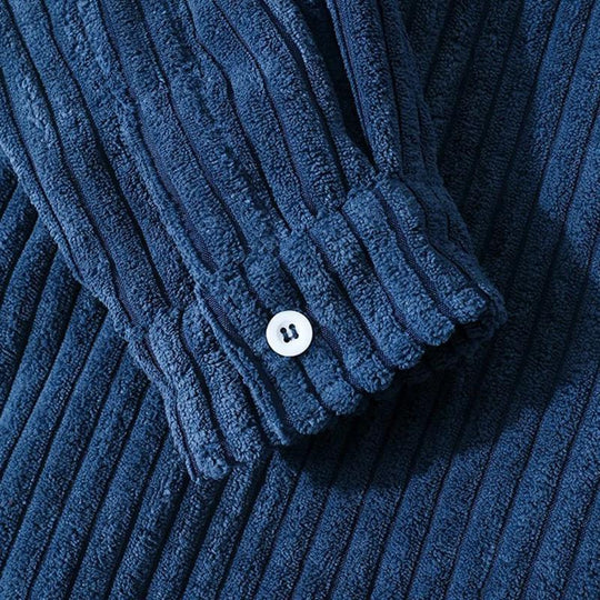 Stilvolles Dunkelblaues Lässiges Corduroy Herbst Overshirt für Männer