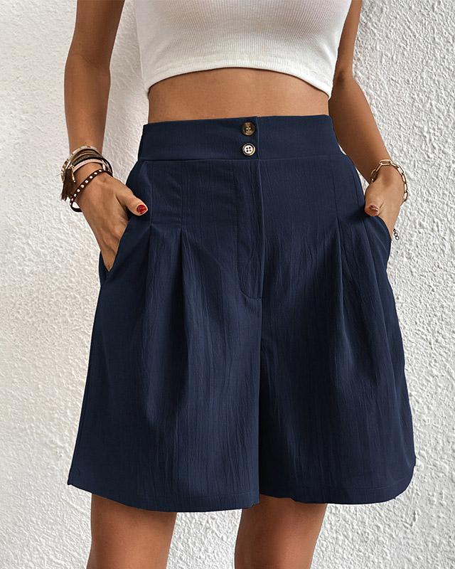 Hoch taillierte Damen Shorts mit weitem Schnitt