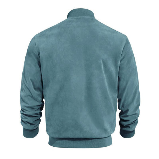 Leichte Übergangsjacke für Männer im Wildleder-Look mit Stehkragen