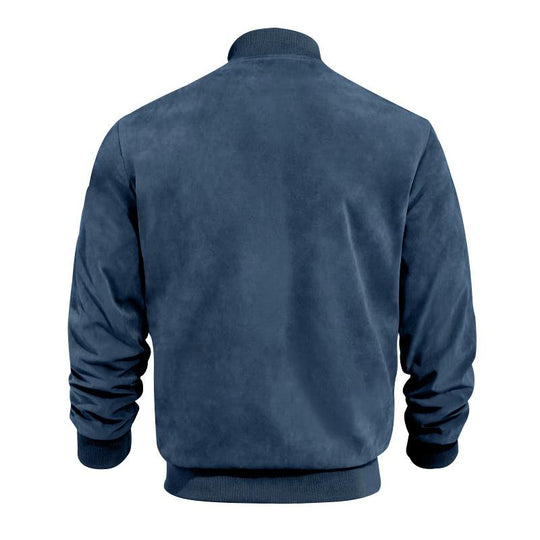 Leichte Übergangsjacke für Männer im Wildleder-Look mit Stehkragen