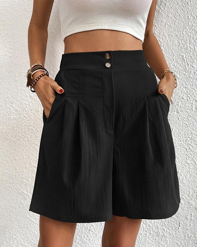 Hoch taillierte Damen Shorts mit weitem Schnitt