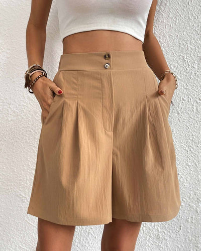 Hoch taillierte Damen Shorts mit weitem Schnitt