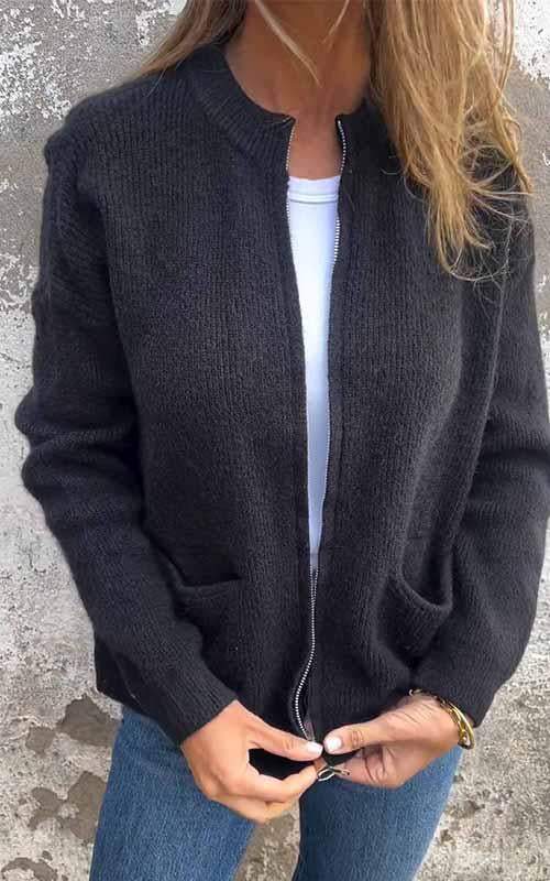 Reißverschluss-Strickjacke aus Baumwolle
