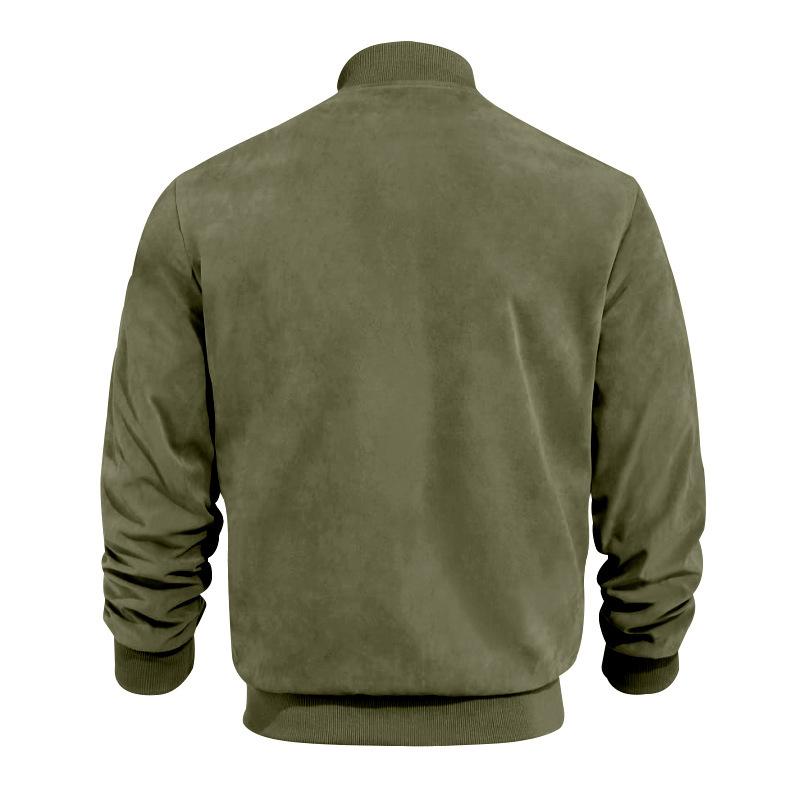 Leichte Übergangsjacke für Männer im Wildleder-Look mit Stehkragen