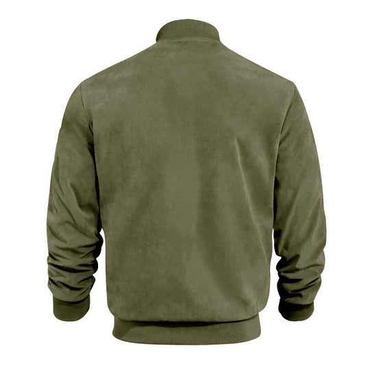 Leichte Übergangsjacke für Männer im Wildleder-Look mit Stehkragen
