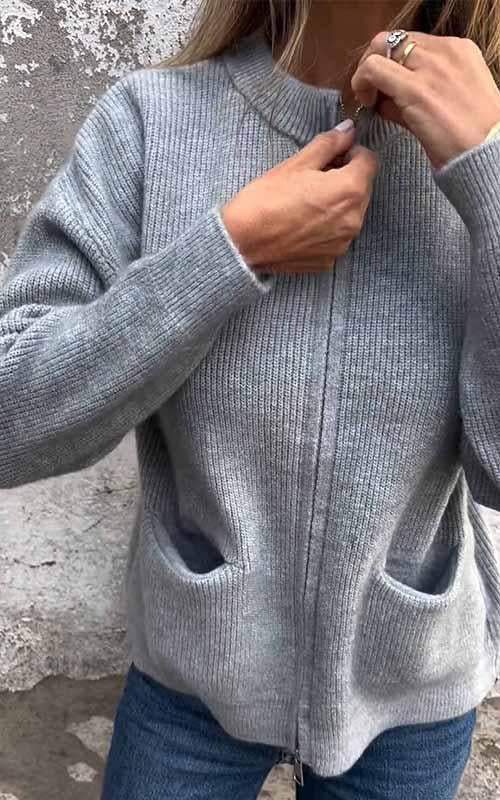 Reißverschluss-Strickjacke aus Baumwolle