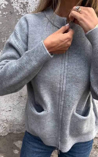 Reißverschluss-Strickjacke aus Baumwolle