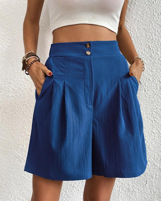 Hoch taillierte Damen Shorts mit weitem Schnitt