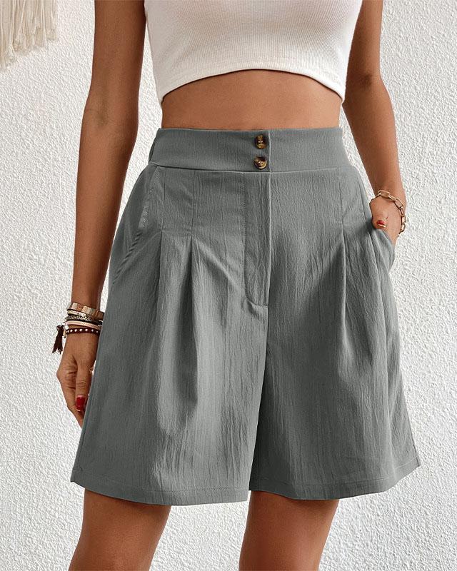 Hoch taillierte Damen Shorts mit weitem Schnitt