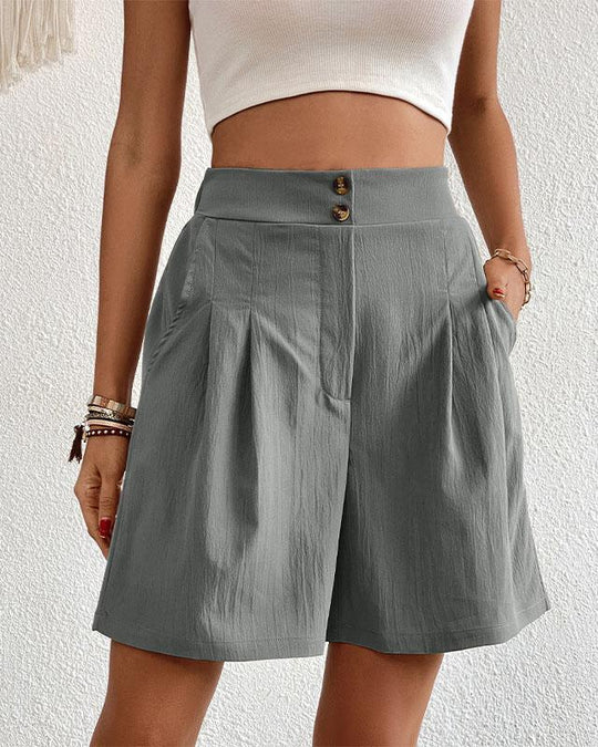 Hoch taillierte Damen Shorts mit weitem Schnitt