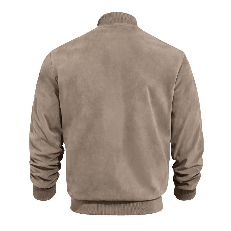 Leichte Übergangsjacke für Männer im Wildleder-Look mit Stehkragen