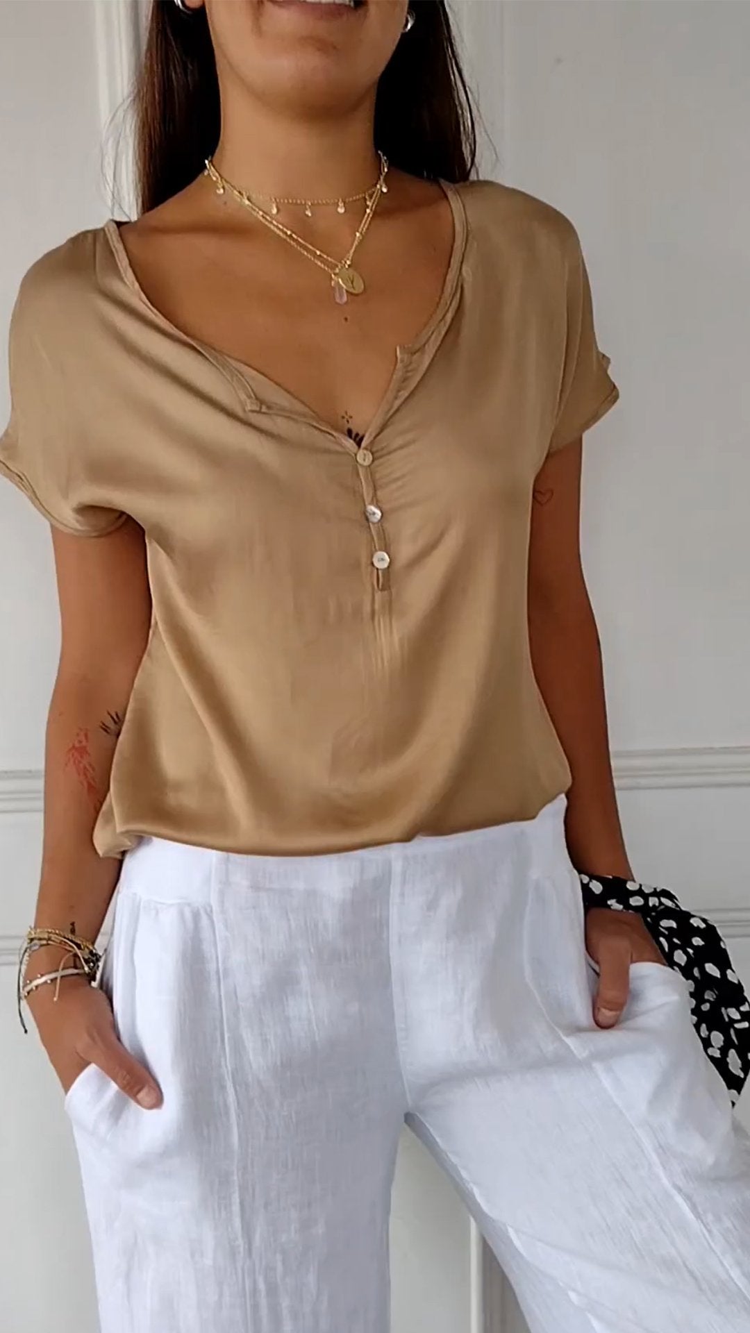 Bequeme Bluse mit V-Ausschnitt für Frauen