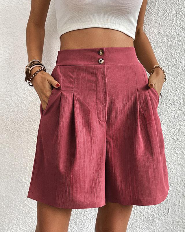 Hoch taillierte Damen Shorts mit weitem Schnitt