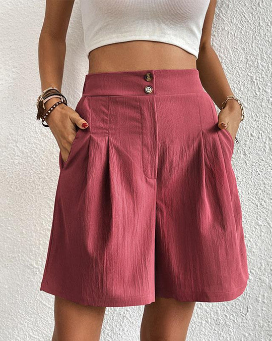Hoch taillierte Damen Shorts mit weitem Schnitt