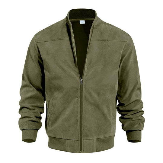 Leichte Übergangsjacke für Männer im Wildleder-Look mit Stehkragen
