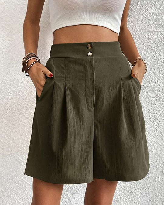 Hoch taillierte Damen Shorts mit weitem Schnitt