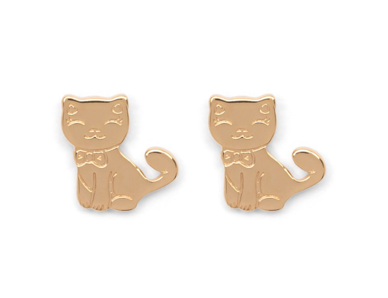 Süsse Katzen Ohrstecker Vergoldet - Kinderohrringe Katzen | Shop Nory