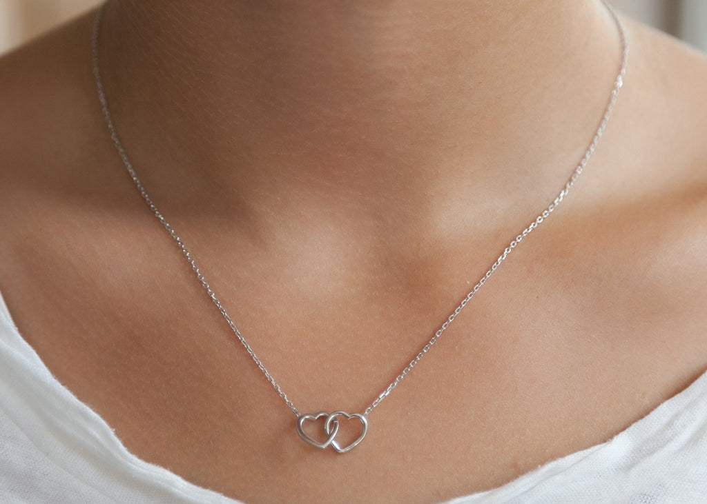 Kette 2 Herzen aus Silber - Herzenskette für Damen | Shop Nory