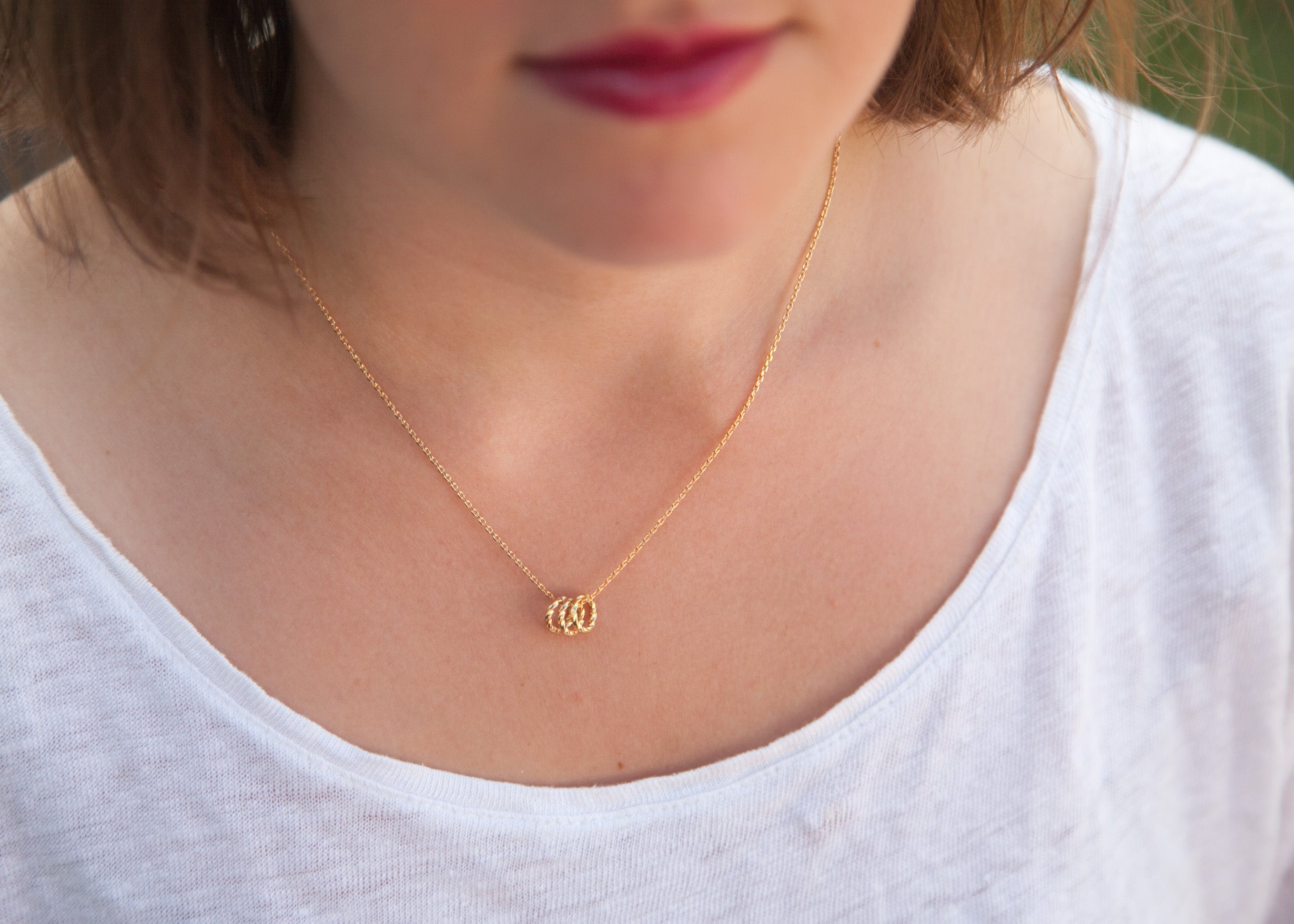 Kette mit 3 Ringen als Anhänger vergoldet | Shop Nory