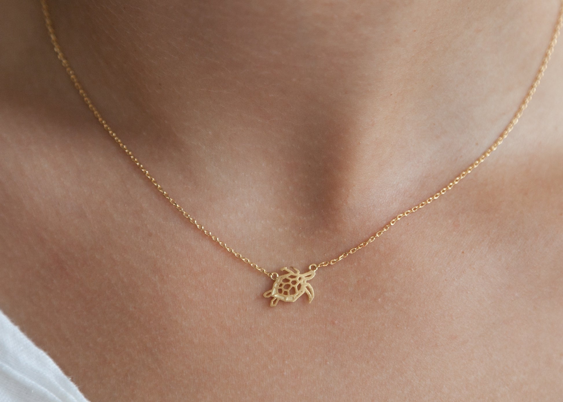 Goldfarbene Halskette mit Schildkröten-Anhänger | Shop Nory