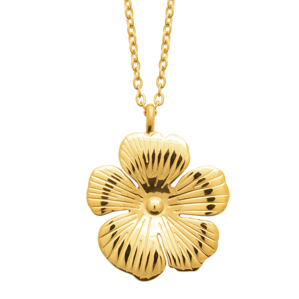 Goldfarbene Blumen-Halskette aus Edelstahl – Wasserfest, langlebig & elegant | Shop Nory
