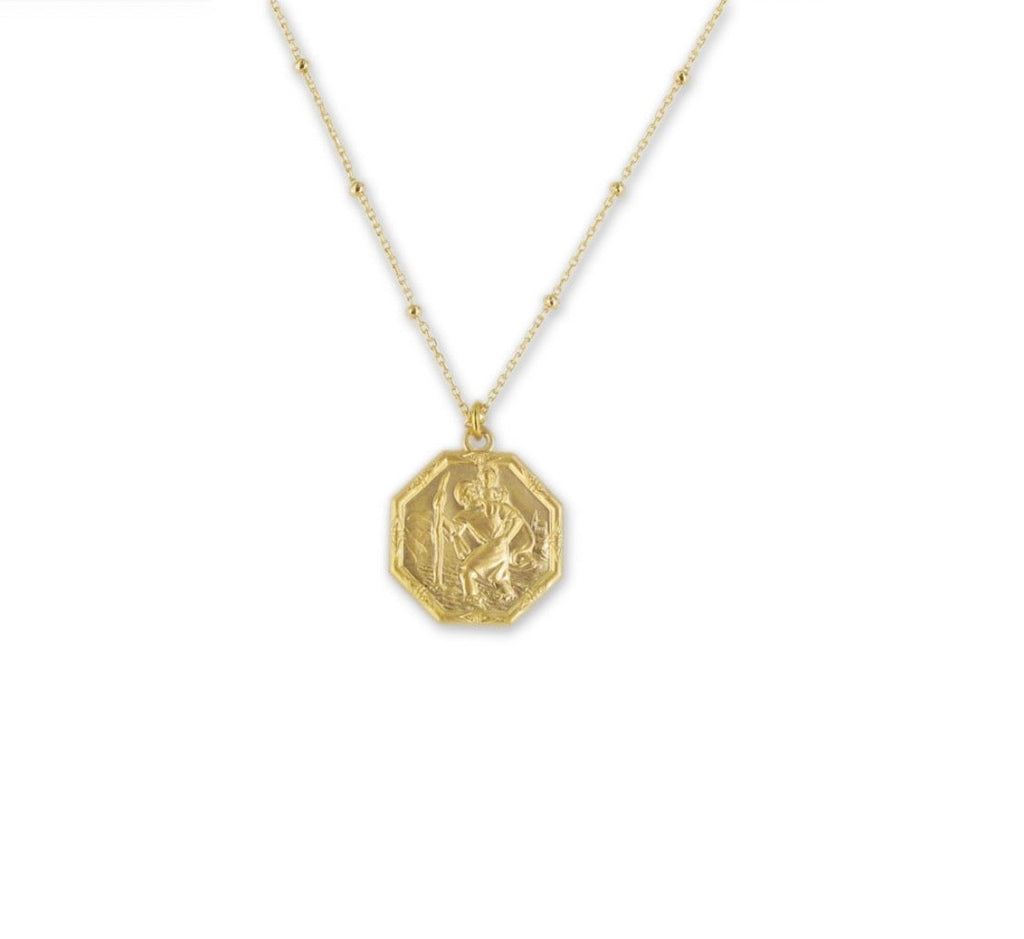 Kette mit Anhänger Christophorus Vergoldet, der heilige Christophorus Kette | Shop Nory