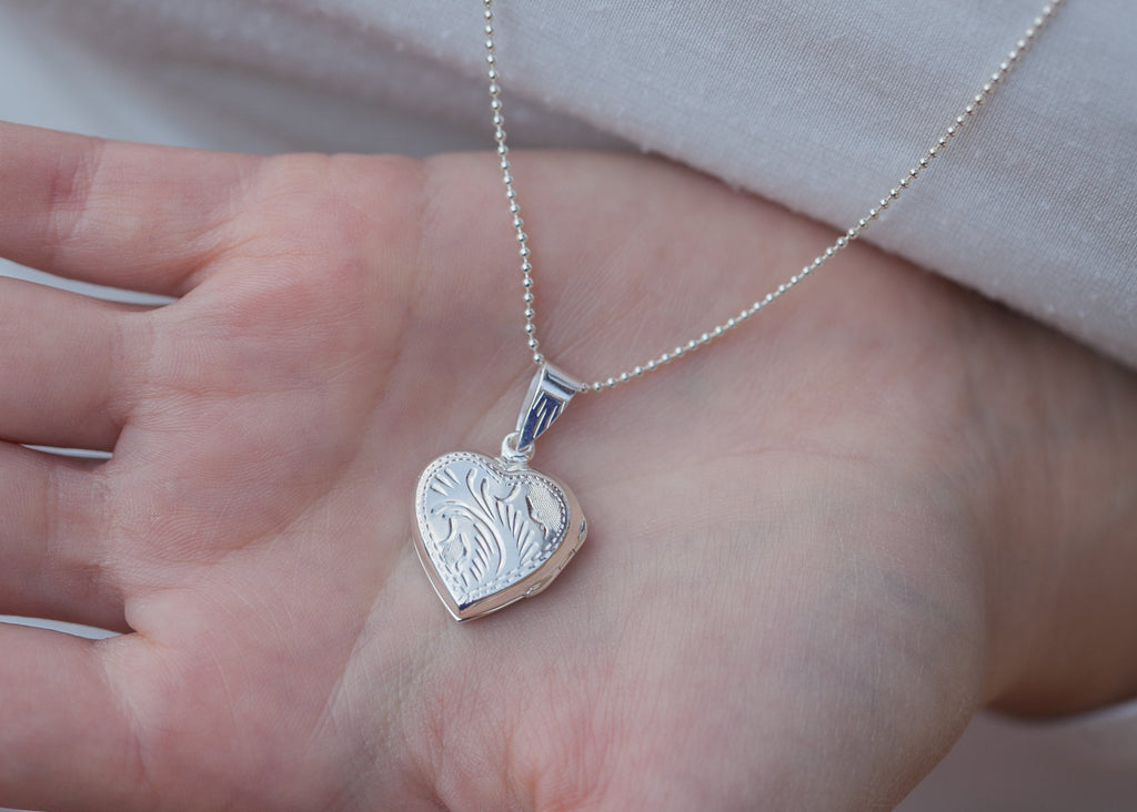 Lange Kette mit Herz Foto Medaillon aus Silber | Shop Nory