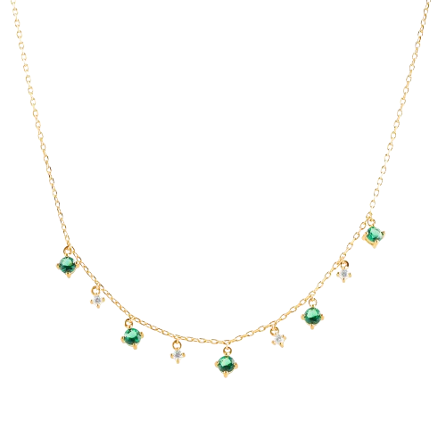 Kette Mit 9 Zirkonia-Steinchen - 18K vergoldet | Shop Nory